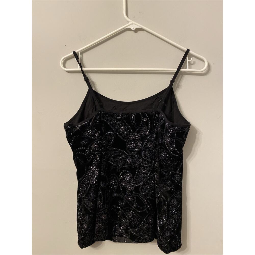 Y2k 90s 00s Chicos Black Velvet Glitter Tank Fairycore Whimsy Goth Size 3 - Picture 4 of 6